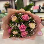 7 Li Pembe Beyaz Gül Buketi