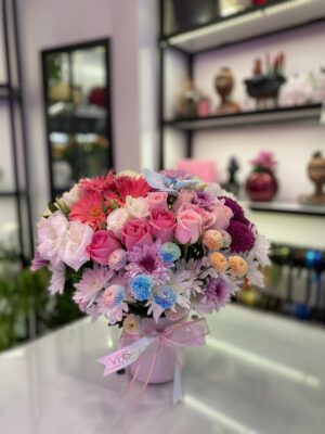 Seramik Saksıda Renkli Aranjman